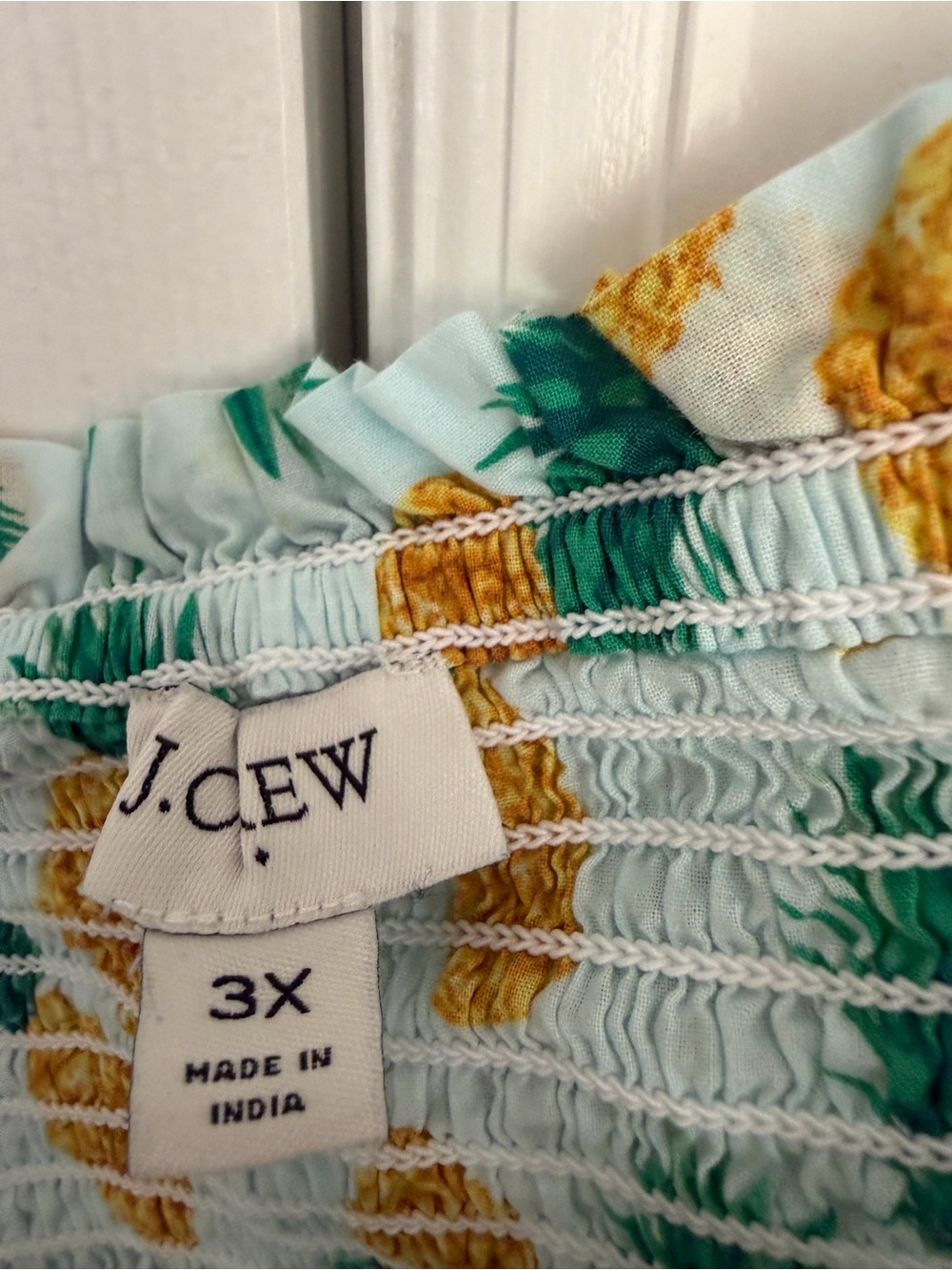 J.Crew Smocked Pineapple Print Peplum Tie-Shoulder Tank Top 3X - Picture 7 of 8
